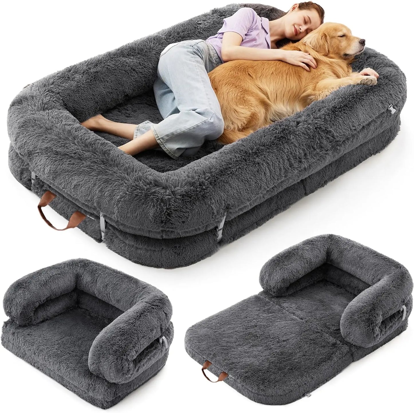 3-in-1 Flexible Oversized Dog Bed for Adults